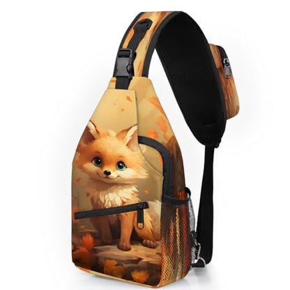 Fall Fox Maples Sling Bags for Women Men, Waterproof Crossbody Sling Backpack Travel Outdoor Sports Chest Bag - color: Red