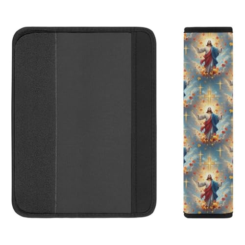 1 Pair Universal Soft and Comfortable Car Seat Belt Pad for Girls and Boys, Most Cars, Religious Christian Jesus Christ God Harness Pads Strap, Neck and Shoulder Support - color: Pattern 548