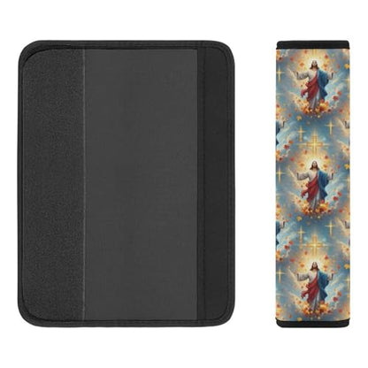 1 Pair Universal Soft and Comfortable Car Seat Belt Pad for Girls and Boys, Most Cars, Religious Christian Jesus Christ God Harness Pads Strap, Neck and Shoulder Support - color: Pattern 548