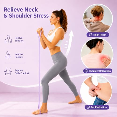 Upgraded Figure 8 Resistance Band with Handles, 35 lb Strong Stretch Exercise Band for Arms, Shoulders and Full-Body Workouts, Elastic Fitness Band for Women and Men