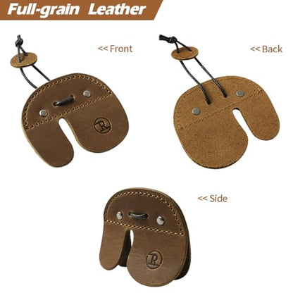 Ringsun Leather Archery Finger Tabs,Handmade Archery Finger Guard for Shooting Practice Gear, Recurve Bow Fingers Tab - color: Brown