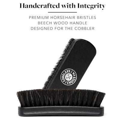 Premium Shoe Brush - Horsehair Shoe Brush - Concaved Handle for Premium Grip, Black - color: Black
