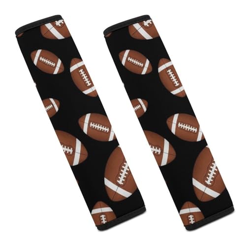 2 Pack Brown Black Football Sports Ball Car Seat Straps Shoulder Pads Universal Soft and Comfortable Seat Belt Cushion for Adults and Children, Stroller Pushchair High Chair - color: Pattern 1163