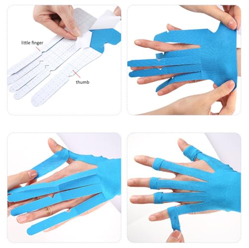 Precut Kinesiology Tape for Wrist & Fingers, 3 Pairs Waterproof Breathable Finger Wrist Joint Support Tapes for Mouse and Keyboard, Hypoallergenic Latex-Free Elastic Athletic Tapes for Carpal Tunnel