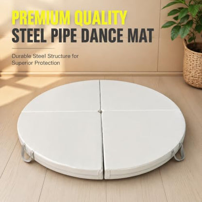 HARELA White Folding Portable Pole Dance Crash Pad, Stripper Pole Mat with Pearl Cotton Filling & PU Leather, Foldable Stripper Pole Crash Pad for Home Studios, Yoga, Gym - size: 160x10cm/63x3.94"