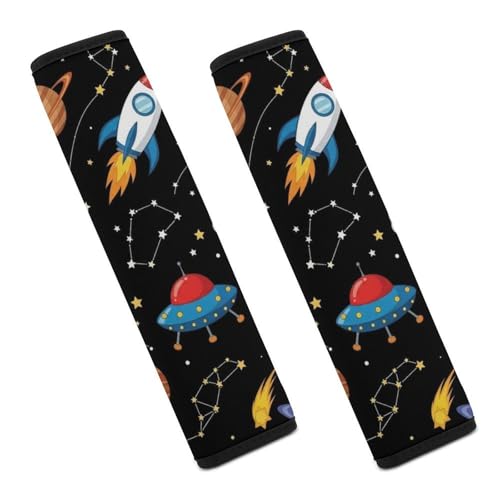Soft Padded Seat Belt Shoulder Pad for Elderly Support, Stroller Pushchair High Chair, 2 Pack Space Constellation Solar System Galaxy Rocket Planet Shoulder Harness Cover Neck And Shoulder Support - color: Pattern 1177