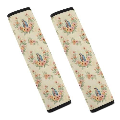 Universal Soft and Comfortable Seat Belt Cover for Child, Most Cars, 2 Piece Virgen De Guadalupe Virgin Mary Prayer Catholic Shoulder Protector Comfortable Driving - color: Pattern 118