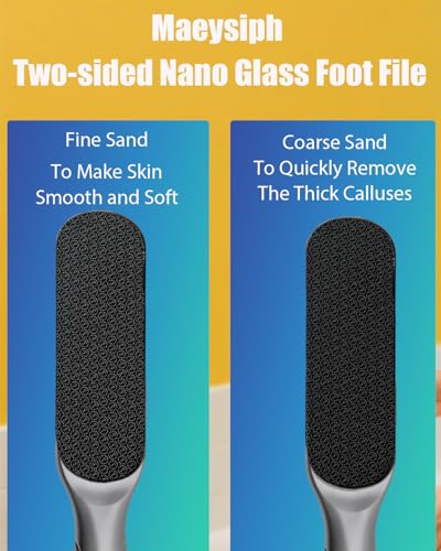 Double Sided Nano Glass Foot File - Hard Skin & Callus Remover, Beyond The Cream Foot File, Smooth Pedicure File for Feet, Wet & Dry Safe Hygienic Glass Foot Files for Feet - style: Silver