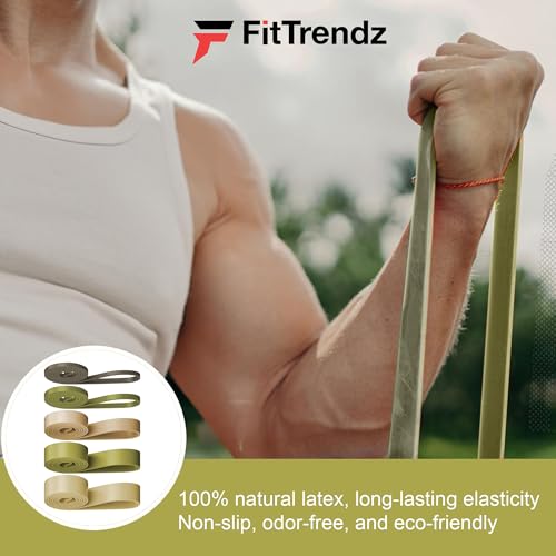 FitTrendz Resistance Bands - Natural Latex Pull Up Assist Bands - Workout Bands - Exercise Bands - Elastic Bands - Home Gym Bands for Strength Training, Stretching, Muscle Building, Physical Therapy - color: Green Latex Bands