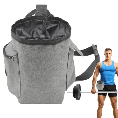 Chalk Bag for Rock Climbing Drawstring Closure Zippered Pockets Adjustable | Chalk Organizer for Rock Climbing, Bouldering, Weightlifting, Gymnastics, Adults Women Men - color: Gray