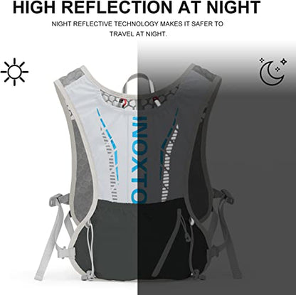 INOXTO Running Hydration Vest Backpack,Lightweight Insulated Pack with 1.5L Water Bladder Bag Daypack for Trail Hiking Running Cycling Race Marathon for Women Men - color: Gray stripe
