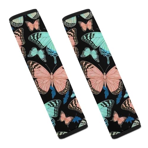 1 Pair Butterfly Animal Print Seat Belt Shoulder Pad Soft Padded Seat Belt Cushion for Adult Use, Stroller Pushchair High Chair, Pressure Relief - color: Pattern 342