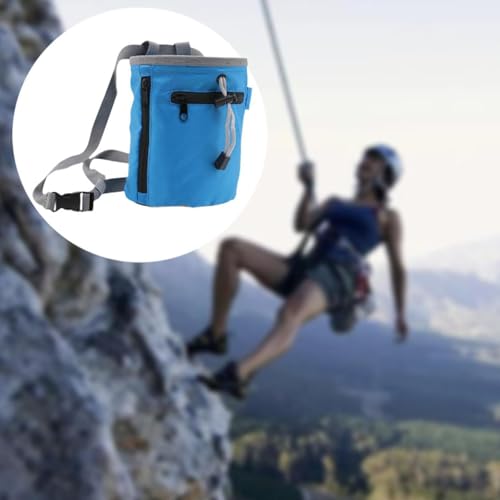 Compact Climbing Chalk Carrier with Reinforced Side Compartment and Leak Design for Athletic Activities Anti Slip Workout Chalk Bag - color: Blue