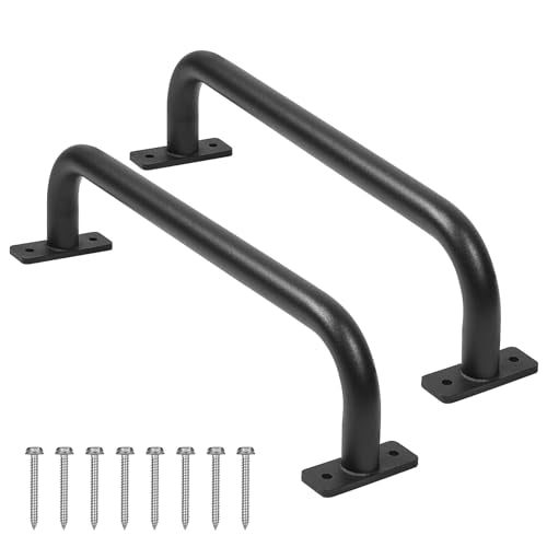 ESPETS 2 Pack 17 Inch Metal Outdoor Playground Handles, Black | Stainless Metal playground accessories, Non-Slip Grip swing set, 400lb Capacity indoor monkey bars & Outdoor Use handles - color: Black
