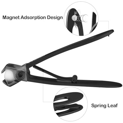 Nail Clippers with Catcher - Anti Splash Wide Jaw Opening Thick Toenail Clippers for Seniors | Self-Collecting Fingernail Cutter Heavy Duty Toe Nail Clippers for Men&Women | Black | L&S - color: Black (L + S)