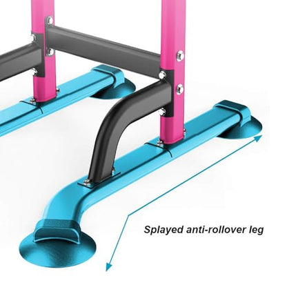 SogesHome Multi-Function Power Tower Pull Up Bar Dip Station for Home Gym | Height Adjustable PullUp Dip Stand, Full Body Strength Training Equipment, Fitness Workout for Push Ups Dips, 330LB Capacity - color: Pink