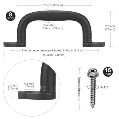 SELEWARE Black Playground Safety Handles 8Pcs Kids Playground Grab Handles | Non-Slip Durable Plastic Handle Indoor Outdoor Playset Handle for Playhouse, Treehouse, Climbing Frame, Jungle Gym, Swing Set - color: Black (8 Pack)