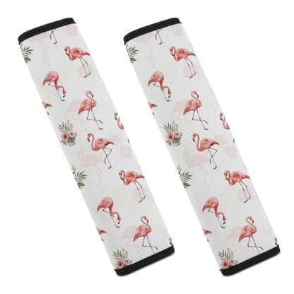 1 Pair Universal Fit Seat Belt Cover for Elderly Support, Most Cars, Pink Flamingo Lovers Seat Belt Cushion, Neck and Shoulder Support - color: Pattern 1274