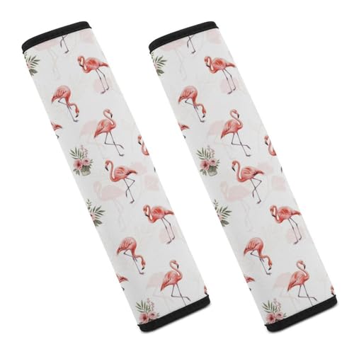 1 Pair Universal Fit Seat Belt Cover for Elderly Support, Most Cars, Pink Flamingo Lovers Seat Belt Cushion, Neck and Shoulder Support - color: Pattern 1274