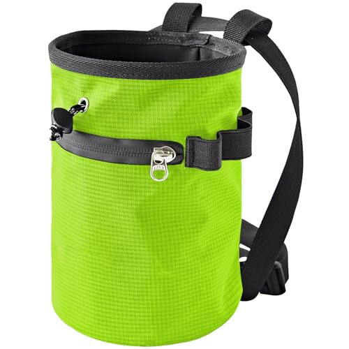 Rock Climbing Chalk Bag Waterproofs Chalk Bag Bouldering Bucket for Rock Climbing Weight Lifting Magnesia Powder - color: Willow green