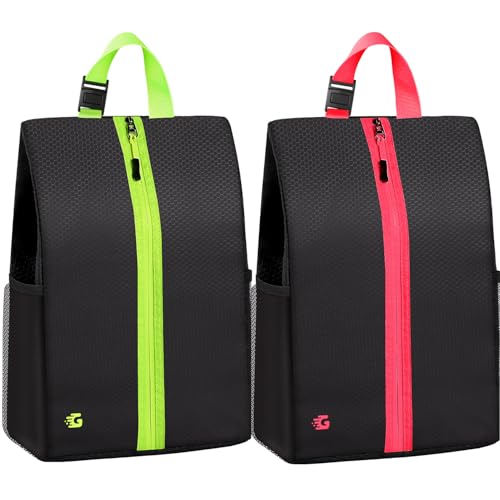 GLORIEROO Smell Proof Shoe Bags for Travel-Soccer Cleat Bag Smell Proof with Active Carbon Fabric | Odor-Absorbing Water-Resistant Track Shoe bags for Sports (Black&Pink, UP TO US11) - color: Black&Pink, size: UP TO US11