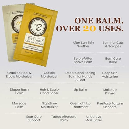 Sweet Bee Naturals All-in-One Skin Balm Sachets - 4ml Each, Certified Organic, Deep Moisture & Hydration for On-the-Go Skincare, Ideal for Busy Lifestyles, Travel-Friendly - 15 Pack - size: 0.14 Ounce (Pack of 15)