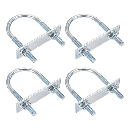 DTGN M8x50x100mm U Bolts Round Kit - 4Set - Carbon Steel U-Bolt Kit with Nuts, Washers, Frame Plate - Good for Pipe, Trailer, Automotive, Leaf Spring Fastener - size: M8x50x100mm