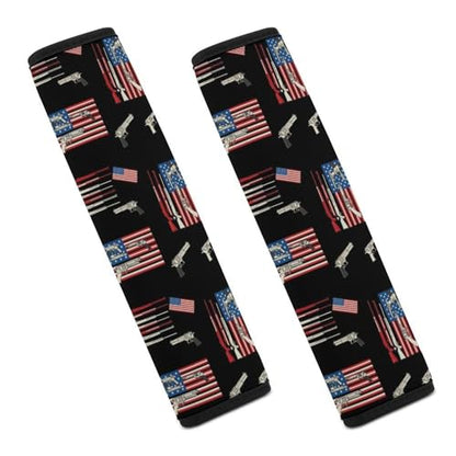 Soft Padded Car Seat Straps Shoulder Pads for Elderly Support, All Vehicles, 1 Pair American Flag Military Guns Shoulder Protector Anti-Slip Pad - color: Pattern 42