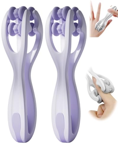 2pcs Finger Massager for Arthritis Finger Arthritis Pain Relief Manual Massage Tools Hand Massage Roller Thumb Massager for Woman Mothers Day Gift Palm Foot Acupressure Tool (Purple) | Hand Thumb Palm Foot Acupressure Massage Tools for Arthritis Massager