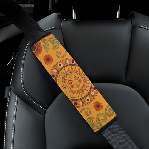 Universal Soft and Comfortable Car Seat Straps Shoulder Pads for Adult Use, Stroller Pushchair High Chair, 2PCS Hippie Flower Sun Moon Boho Harness Pads Strap - color: Pattern 1250