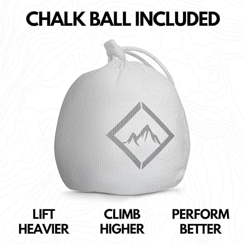 Chalk Bag + Refillable Chalk Ball - Iconic Topographical Map, Draw String Closure, 2 Zippered Pockets, & Brush Holder - Climbing Chalk Bag for Rock Climbing, Bouldering, Weightlifting, Gymnastics