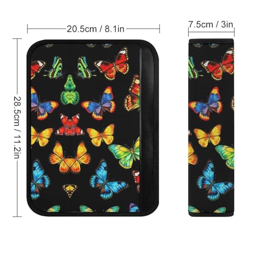 2 Pack Breathable Car Seat Straps Shoulder Pads for Adults and Children, All Vehicles, Beautiful Butterfly Colorful Harness Pads Strap, Pressure Relief - color: Pattern 542