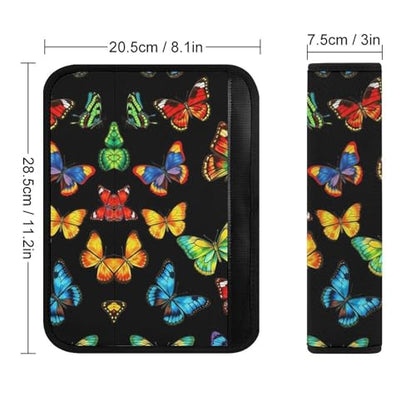 2 Pack Breathable Car Seat Straps Shoulder Pads for Adults and Children, All Vehicles, Beautiful Butterfly Colorful Harness Pads Strap, Pressure Relief - color: Pattern 542