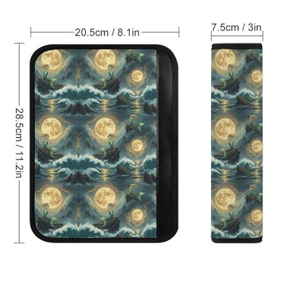 2 Pack Universal Fit Car Seat Belt Pad for Adult Use, All Vehicles, Mermaid Rock Full Moon Seat Belt Covers Cushion, Anti-Slip Pad - color: Pattern 152