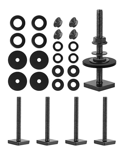 T Slot Bolts for Roof Rack Cross Bars, Platform, Cargo Basket, Stainless Square T Track Bolt Adapter to Secure Bike/Ski/Kayak Rack, Solar Panel, Awning, 4mm Thick - color: M6x65mm, 4pk