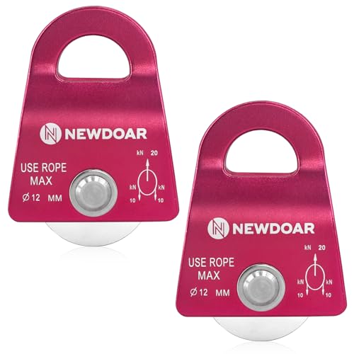 NewDoar Micro Mobile Single Pulley,20kN(4500 lb) Max Rope 1/2in for Rigging Arborist Climbing Rescue,CE Certified - color: Pack of 2(20KN Pulley Red)