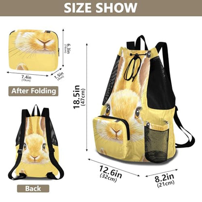 GuoChe Drawstring Backpacks Gym Swim Bag With Inside Pockets Pull String Bag Waterproof Cute Bunny Faces Light Yellow - color: Cute Bunny Faces Light Yellow