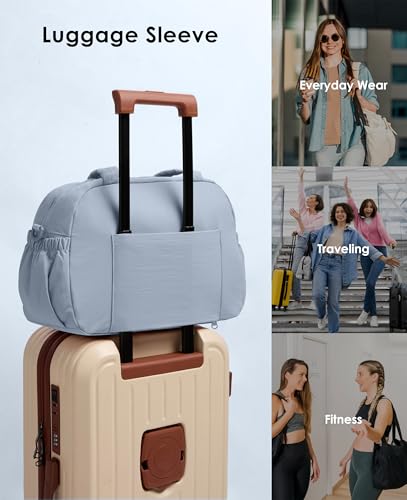 Gym Bag for Women, Travel Duffle Bags with Wet Pocket, Lightweight Carry on Bag Overnight Weekender Duffel Bag, Water Resistant (Haze Blue) - color: Haze Blue