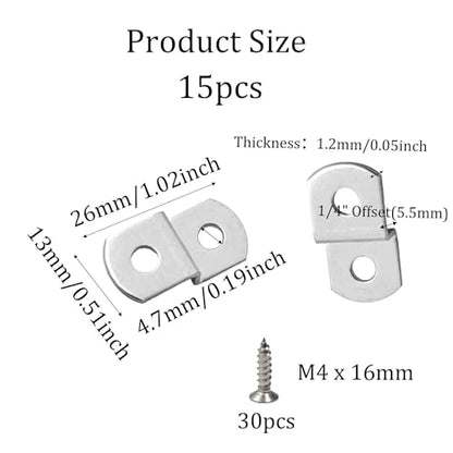 15PCS 1/4" Canvas Clips for Picture Framing, Offset Mounting Hardware with Screws for Art and Mirror Installation - size: 1/4 Inch