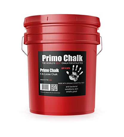 Primo Chalk Resealable Bucket: Loose Chalk for Weightlifting, Rock Climbing, & Gymnastics, Made in The USA, Chalk Ball Refill for Superior Grip - size: 5 lbs. Bucket