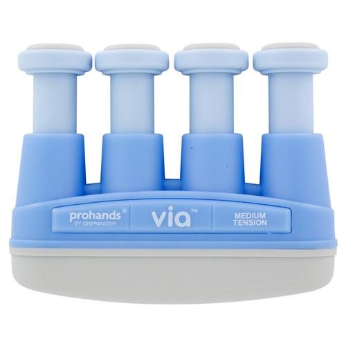 Prohands VIA Hand Exerciser, Finger Exerciser (Hand Grip Strengthener), Spring-Loaded, Finger-Piston System, Isolate and Exercise Each Finger, (6 lb Medium Tension, Blue-Via Music) - color: Blue