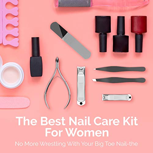 Manicure & Pedicure for Women and Men -Shear Guru: Complete Personal Care 6-Piece Grooming Kit including Premium Nail Clippers for Thick Nails + Nail Trimmer + Tweezers and Portable Luxury Travel Case