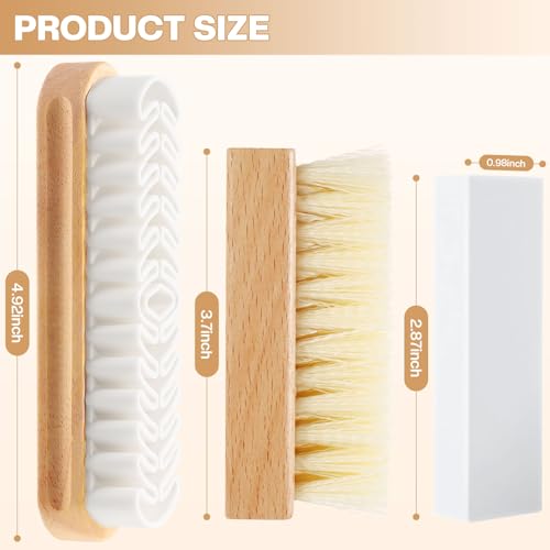 3Pcs Suede Shoe Brush Crepe Applicators Nubuck Leather Cleaner Shoes Shine Dauber Set with Cleaning Eraser Cloth(Style A) - style: Style A