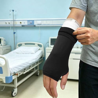 Cover Breathable Flexible Sleeve Soft Elastic Protector Reusable Nylon Spandex Material Open Finger Design Comfortable Compression Suitable, Black - color: Black