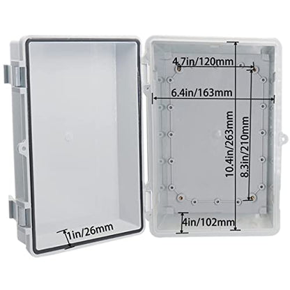 Waterproof Outdoor Electrical Box Junction Box Weatherproof IP67 ABS Plastic Enclosure Switch Router Project Box with 2 Cable Glands Grey 11.4"x7.5"x5.5" - size: 11.4"L x 7.5"W x 5.5"H