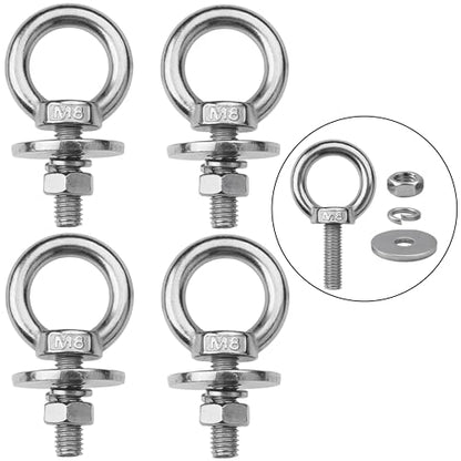 4 Pack M8 Stainless Steel Eye Bolts with Nuts, 5/16" x 1" Eye Bolts | 304 Stainless Steel Eye Bolt,Eye Bolts Heavy Duty for Hang Tie Down Outdoor,m8 eye bolt,Long Lifting Ring Eye Bolt - size: M8x26mm (5/16"x1")