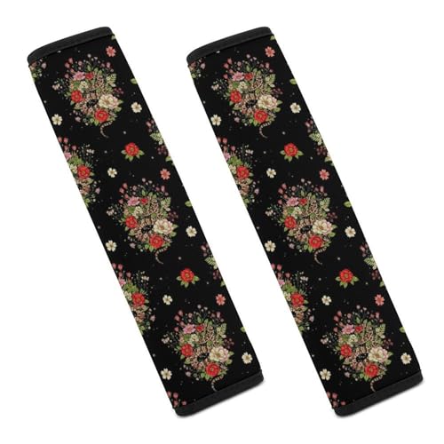 Universal Soft and Comfortable Car Seat Belt Pad for Adult Use, Most Cars, 1 Pair Golden Snake Floral Automotive Seat Belt Protector Shock Absorption - color: Pattern 290