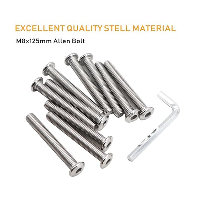 6pcs M8 x 125mm Rivet Countersunk Socket Cap Allen Head Bolts Screws Connecting for Furniture, 304 Stainless Steel - size: 6pcs M8 x 125mm