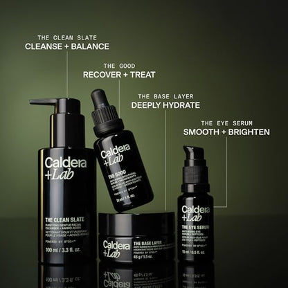 Caldera + Lab The Regimen Rich + Eye Defense | Men's 4 Piece Skincare Set | Includes face serum, cleanser, moisturizer & eye serum. Hydrates skin and refreshes tired-looking eyes - size: 4-Piece Skincare Kit