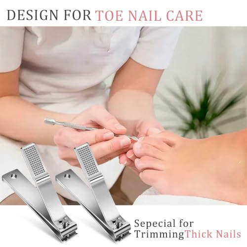 5 Pack Straight Edge Nail Clippers Stainless Steel, Large Toenail Clippers for Thick Nails, Flat Nail Clipper Toe Nail Clippers for Men Women Seniors, Flat Nail Cutter Silver 3.15 Inch - color: Silver-5 Pcs